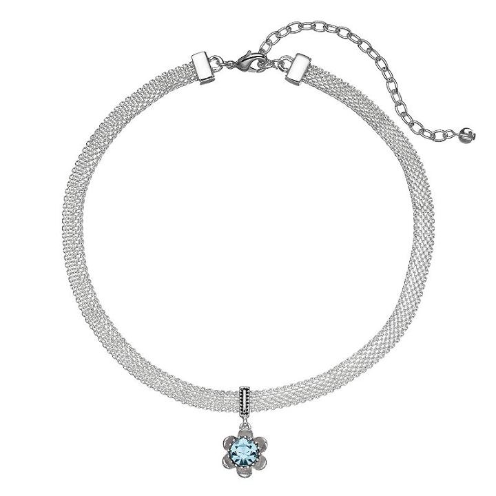 Napier Flower Charm Mesh Choker Necklace, Women's, Blue