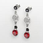 Nebraska Cornhuskers Silver Tone Crystal Logo Linear Drop Earrings, Women's, Multicolor