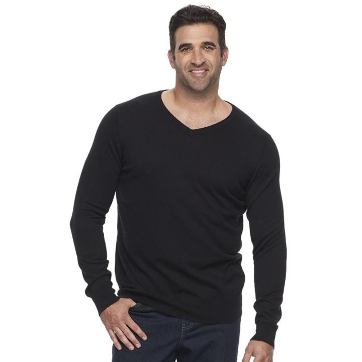 Big & Tall Croft & Barrow&reg; True Comfort Classic-fit Easy-care V-neck Sweater, Men's, Size: Xl Tall, Black