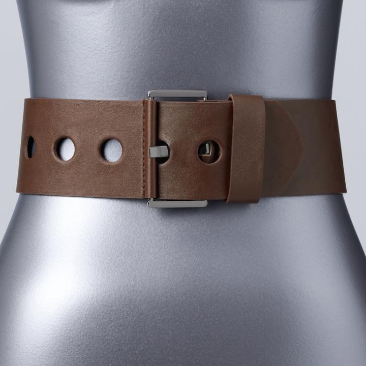 Women's Simply Vera Vera Wang Wide Waist Belt, Size: Large, Dark Brown