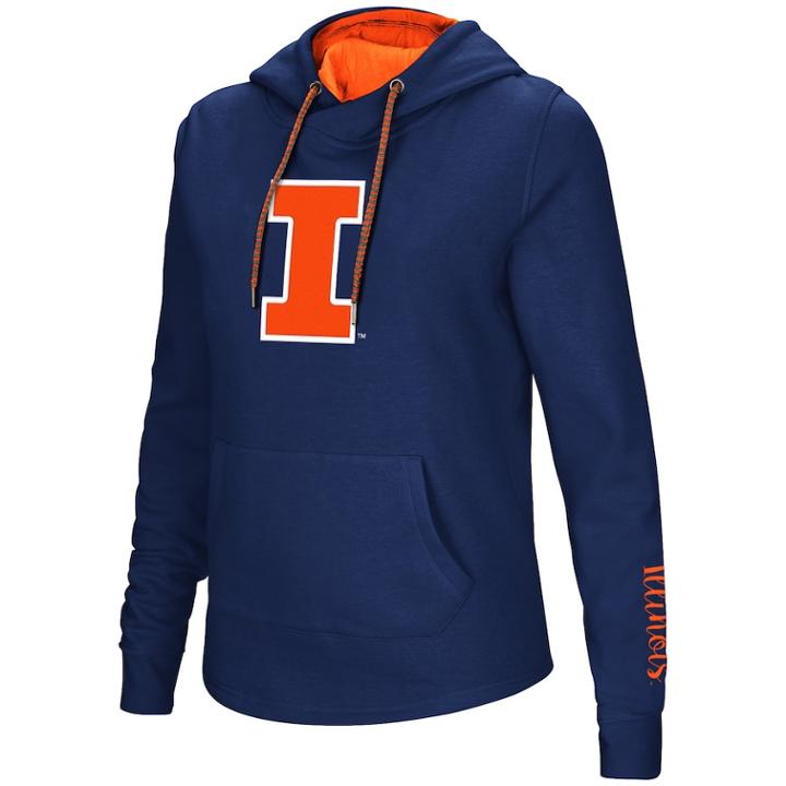 Women's Illinois Fighting Illini Crossover Hoodie, Size: Medium, Blue (navy)