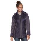 Women's D.e.t.a.i.l.s Hooded Mixed-media Puffer Jacket, Size: Small, Purple