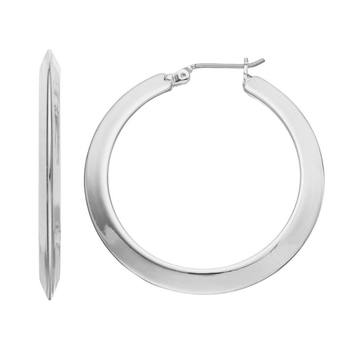Chaps Beveled Nickel Free Hoop Earrings, Women's