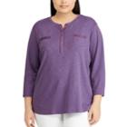 Plus Size Chaps Henley Pocket Top, Women's, Size: 2xl, Purple