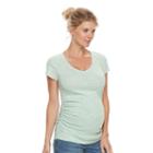 Maternity A:glow Essential Ruched V-neck Tee, Women's, Size: M-mat, Brt Green