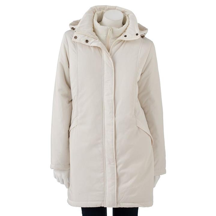 Women's Excelled Hooded Puffer 3-in-1 Systems Jacket, Size: Large, White