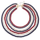 Red, White & Blue Beaded Multi Strand Necklace, Women's, Multicolor