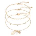 Mudd&reg; Heart & Leaf Charm Anklet Set, Women's, Gold