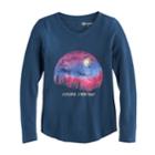 Girls 7-16 & Plus Size Mudd&reg; V-neck Thermal Graphic Tee, Size: 7-8, Med Blue