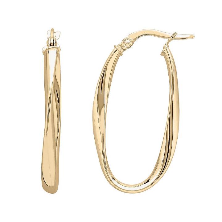 Everlasting Gold 10k Gold Twist Oval Hoop Earrings, Women's