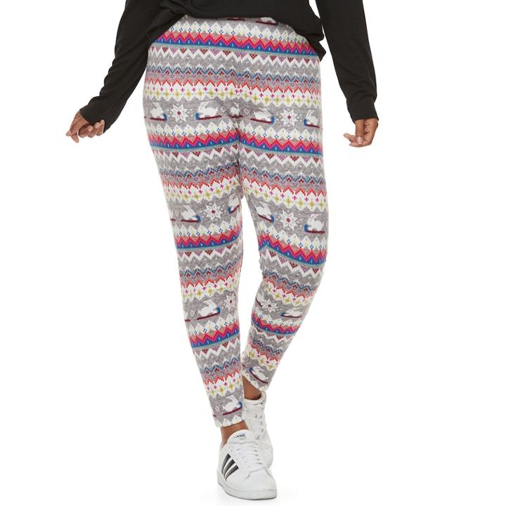 Juniors' Plus Size So&reg; Holiday Leggings, Teens, Size: 3xl, Dark Grey
