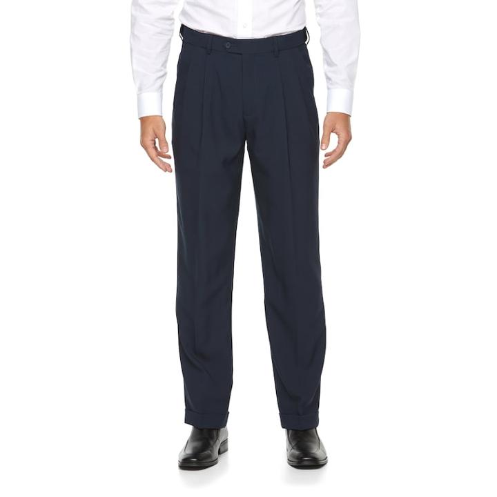 Big & Tall Croft & Barrow&reg; Essential Classic-fit Pleated Dress Pants, Men's, Size: 44x32, Blue