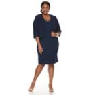 Plus Size Maya Brooke Embellished Dress & Jacket Set, Women's, Size: 18 W, Blue (navy)