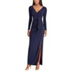 Women's Chaps Surplice Evening Gown, Size: 18, Blue (navy)