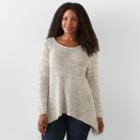 Plus Size Sonoma Goods For Life&trade; Confetti Sharkbite Sweater, Women's, Size: 1xl, Beig/green (beig/khaki)