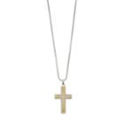 Lynx Men's Two Tone Stainless Steel Cubic Zirconia Cross Pendant Necklace, Size: 24, Silver