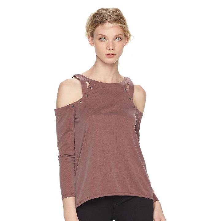 Women's Rock & Republic&reg; Grommet Cold-shoulder Top, Size: Xl, Purple