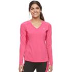 Women's Fila Sport&reg; Essential V-neck Long Sleeve Tee, Size: Small, Med Pink