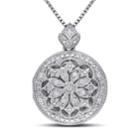 Stella Grace Sterling Silver 1/10 Carat T.w. Diamond Floral Locket Necklace, Women's, Size: 18, White