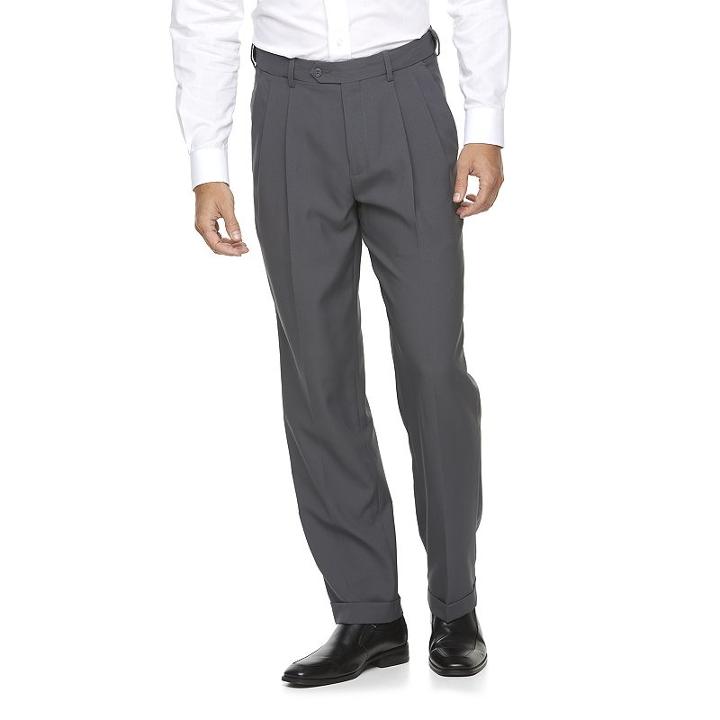 Men's Croft & Barrow&reg; Essential Classic-fit Pleated Dress Pants, Size: 38x30, Grey