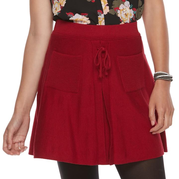 Juniors' Candies&reg; A-line Lace-up Skirt, Teens, Size: Medium, Med Red