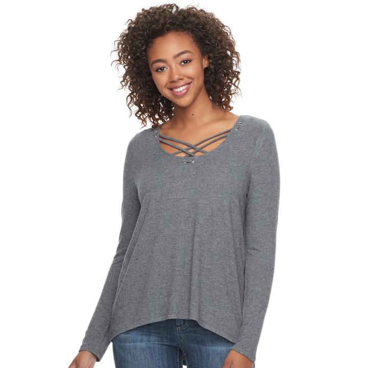 Juniors' Mudd&reg; Cozy Cross Front Tunic, Teens, Size: Small, Oxford