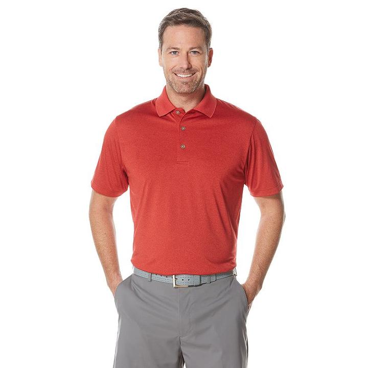 Men's Grand Slam Classic-fit Heathered Performance Golf Polo, Size: Medium, Med Red