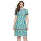 Plus Size Suite 7 Ikat Shift Dress, Women's, Size: 22 W, Turquoise/blue (turq/aqua)