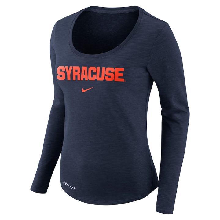 Women's Nike Syracuse Orange Slubbed Dri-fit Tee, Size: Large, Blue (navy)
