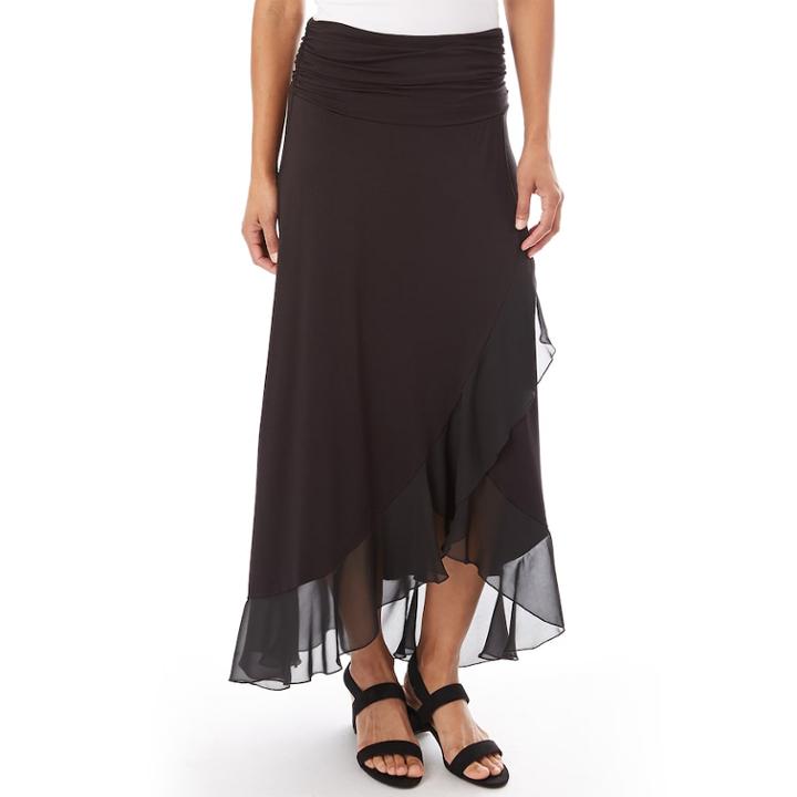 Women's Apt. 9&reg; Asymmetrical Ruffle Skirt, Size: Medium, Black