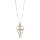 Two Tone 10k Gold Angel Wing & Cross Pendant Necklace, Women's, Size: 18
