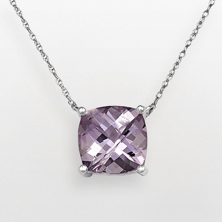 10k White Gold Pink Quartz Pendant, Women's, Size: 18, Purple