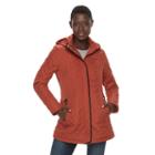 Women's Weathercast Hooded Quilted Midweight Jacket, Size: Small, Orange