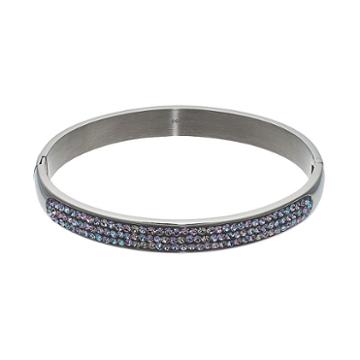 Crystal Radiance Stainless Steel Hinged Bangle Bracelet, Women's, Blue