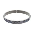 Crystal Radiance Stainless Steel Hinged Bangle Bracelet, Women's, Blue