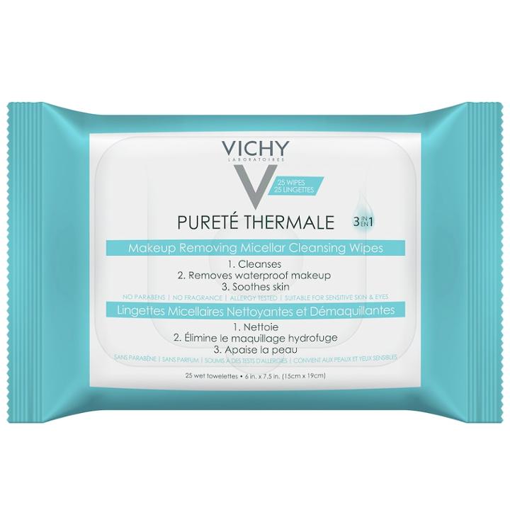 Vichy Purete Thermale 3-in-1 Micellar Makeup Remover Wipes - 25 Ct, Multicolor