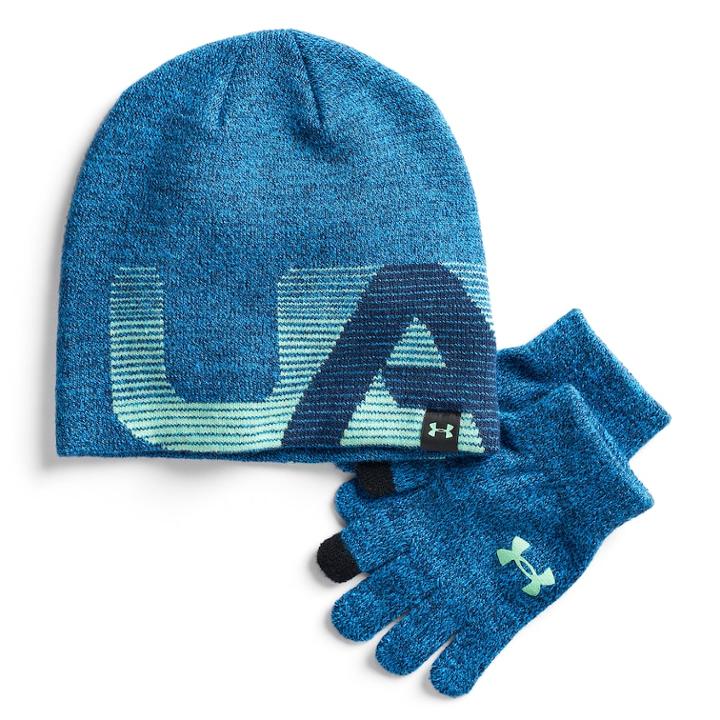 Boys 4-20 Under Armour Beanie & Gloves Set, Brt Blue