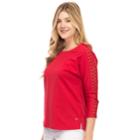 Women's Izod Lace-trim Boatneck Tee, Size: Large, Red