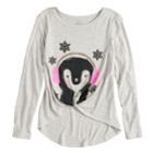 Girls 7-16 & Plus Size So&reg; Cozy Front Knot Long Sleeve Graphic Tee, Size: 14, Light Grey