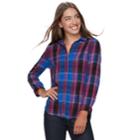 Juniors' So&reg; Button-front Shirt, Teens, Size: Xxs, Med Blue