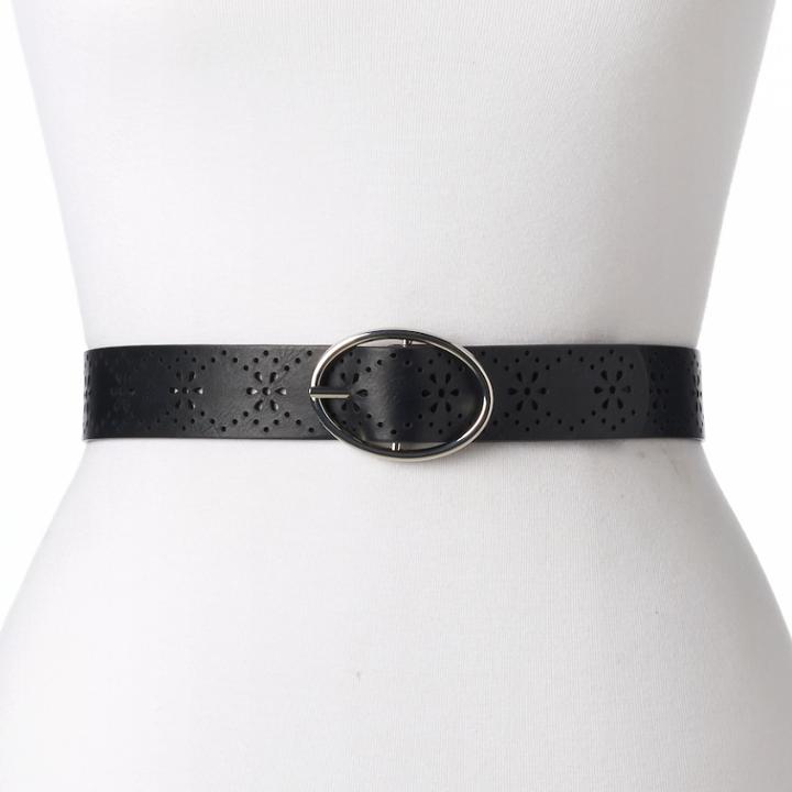 Women's Sonoma Goods For Life™ Perforated Reversible Belt, Size: Small, Dark Brown