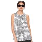Women's Elle&trade; Print Pleated Tank, Size: Large, White
