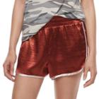 Juniors' Fire Contrast Trim Satin Shorts, Teens, Size: Small, Dark Red