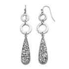 Hammered Circle Nickel Free Teardrop Earrings, Women's, Silver
