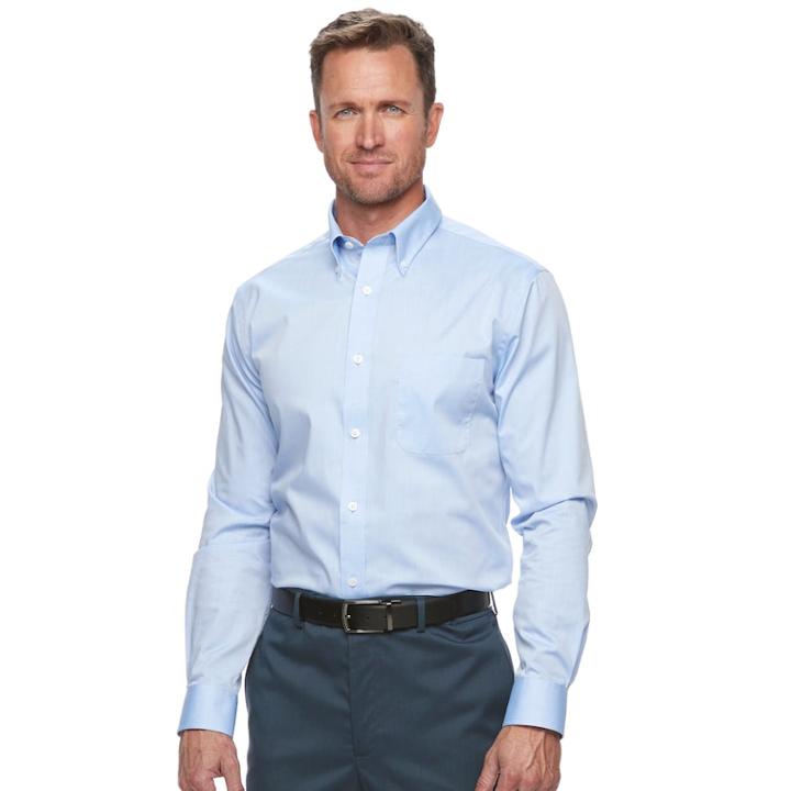 Men's Croft & Barrow&reg; Classic-fit Easy Care Button-down Collar Dress Shirt, Size: 17-34/35, Light Blue
