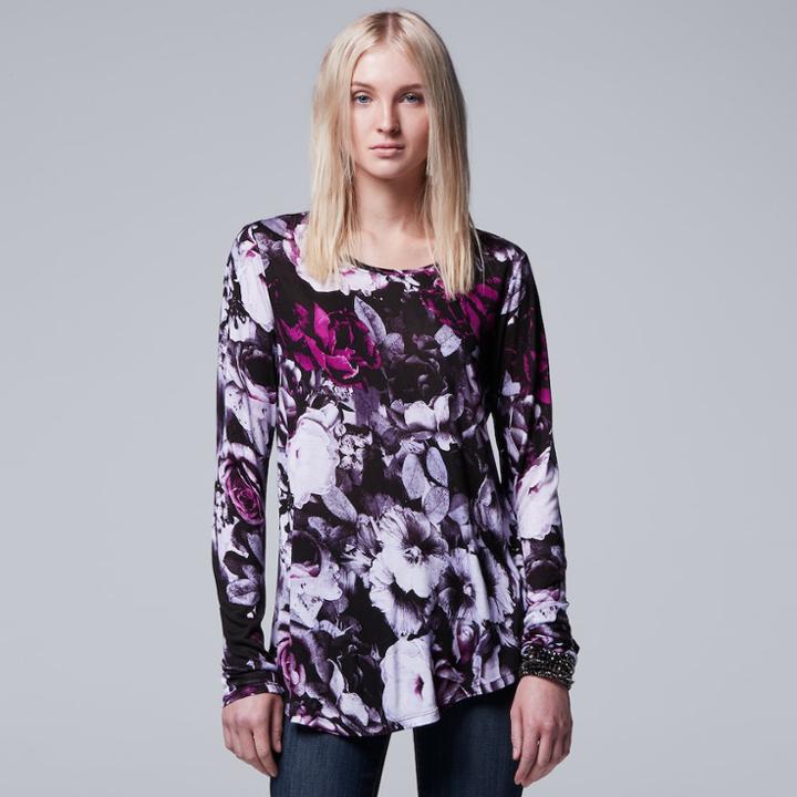 Women's Simply Vera Vera Wang Print Crewneck Tee, Size: Xl, Med Purple