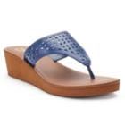 Dana Buchman Perforated Hood Thong Wedge Sandals, Women's, Size: Medium, Med Blue