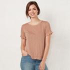Women's Lc Lauren Conrad Weekend Ruffle-trim Tee, Size: Medium, Lt Brown