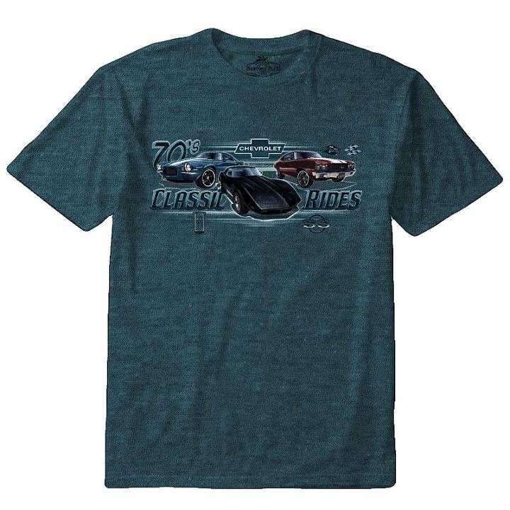 Men's Newport Blue Chevrolet 70s Classic Rides Tee, Size: Large, Dark Green