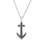 Sterling Silver 1/5 Carat T.w. Black & White Diamond Anchor Pendant Necklace, Women's